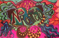 a colorful drawing of a heart with the words no regrets