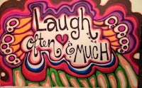 a drawing with the words laugh and much on it