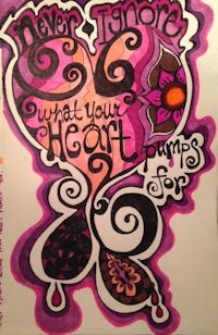 a drawing of a heart with the words never forget what your heart wants
