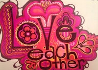 a drawing with the words love each other on it